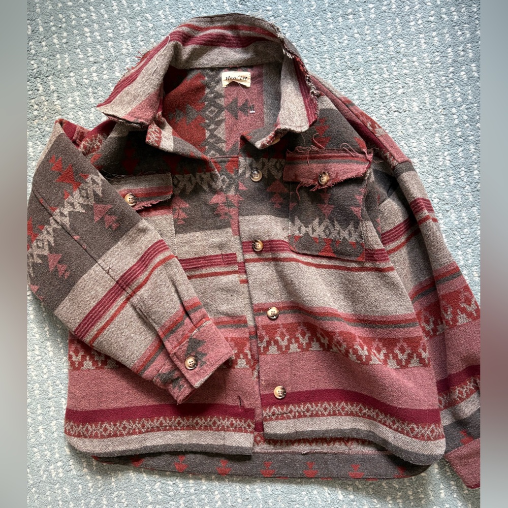 Red And Gray Patterned Jacket - image 1